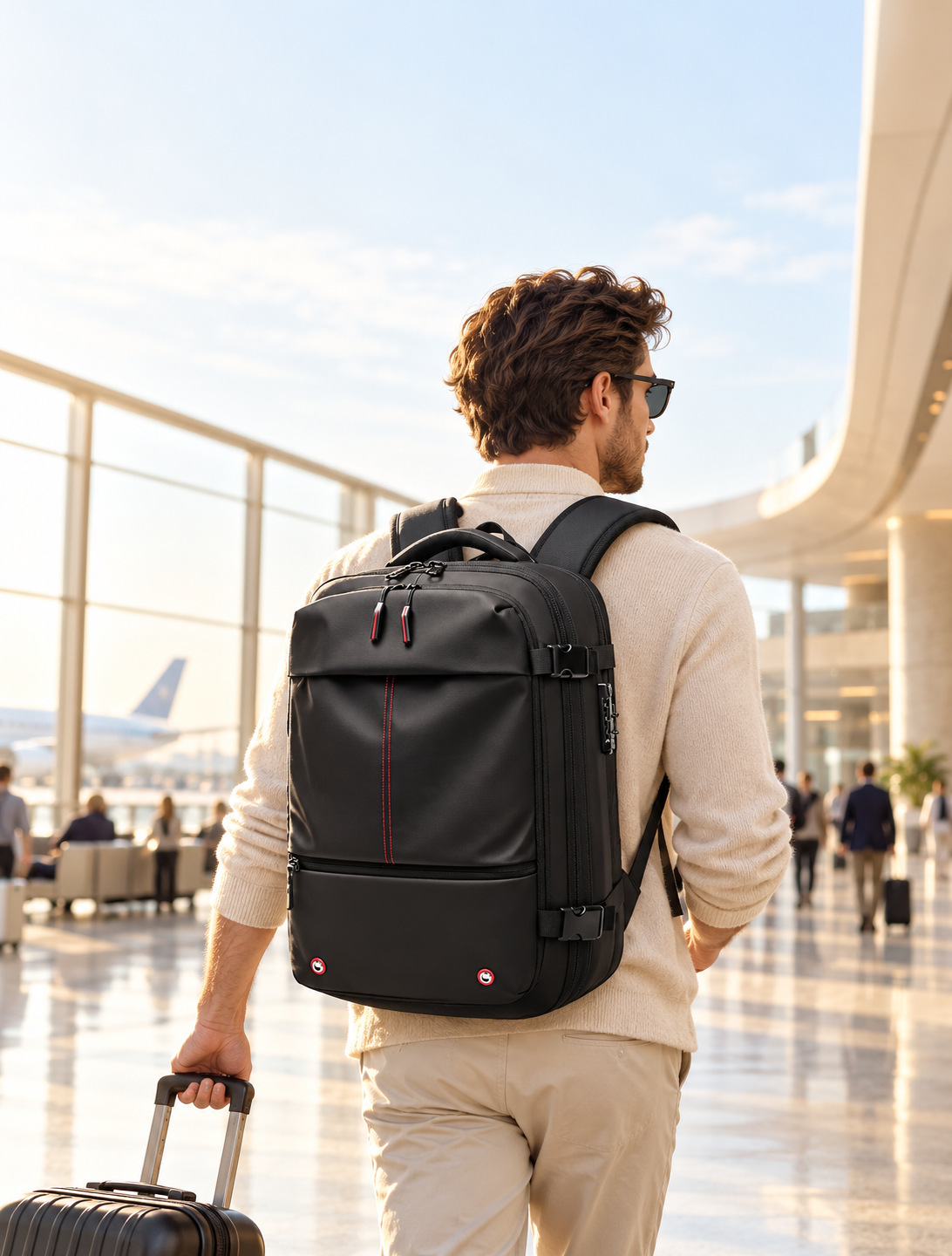 Air Pro backpack opened to show its compartments